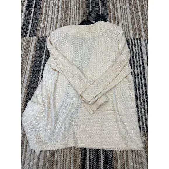 St John NWT Knit Wool Ivory 2 Button Pocket Jacket Size 12 MSRP $1595